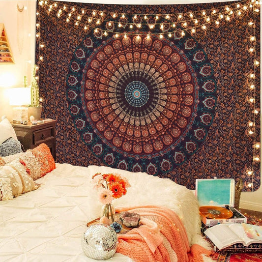Bohemian Mandala Tapestry Vibrant Indian Medallion Wall Hanging Boho Hippie Ethnic Art Decor for Bedroom Living Room