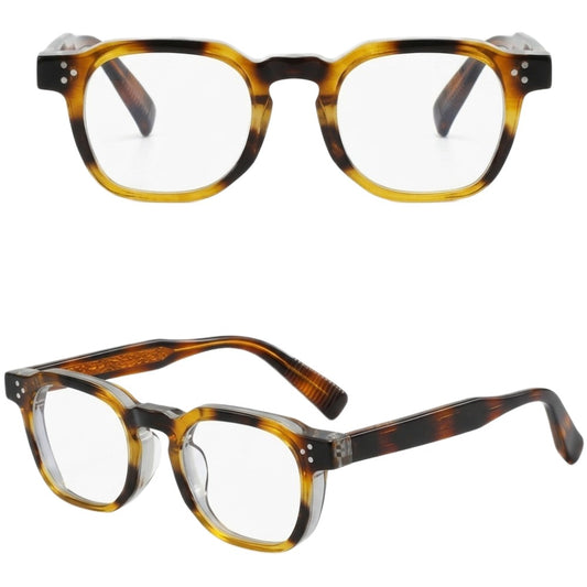 Chronos Blue Light Blocking Square Eyeglasses | Premium Handcrafted Acetate Optical Frames | Unisex Vintage Style Computer Glasses for Digital Strain