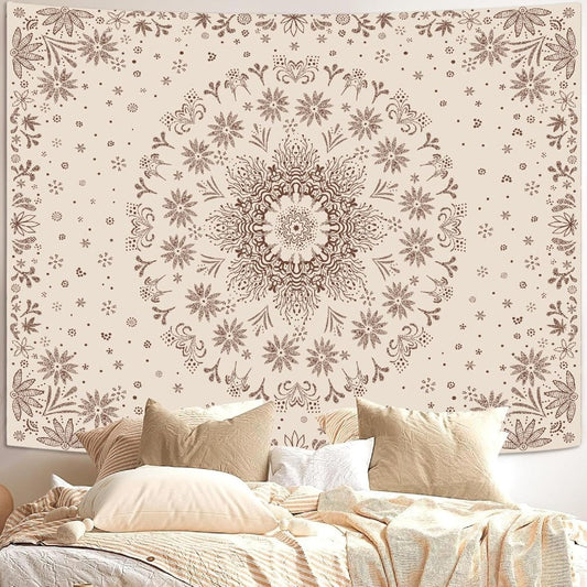 Bohemian Mandala Floral Tapestry Aesthetic Boho Wall Hanging Decor for Bedroom Living Room & Dorm