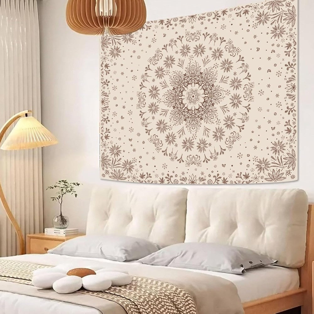 Bohemian Mandala Floral Tapestry Aesthetic Boho Wall Hanging Decor for Bedroom Living Room & Dorm