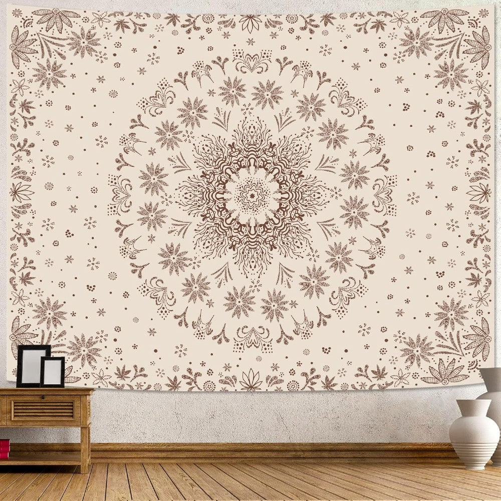 Bohemian Mandala Floral Tapestry Aesthetic Boho Wall Hanging Decor for Bedroom Living Room & Dorm