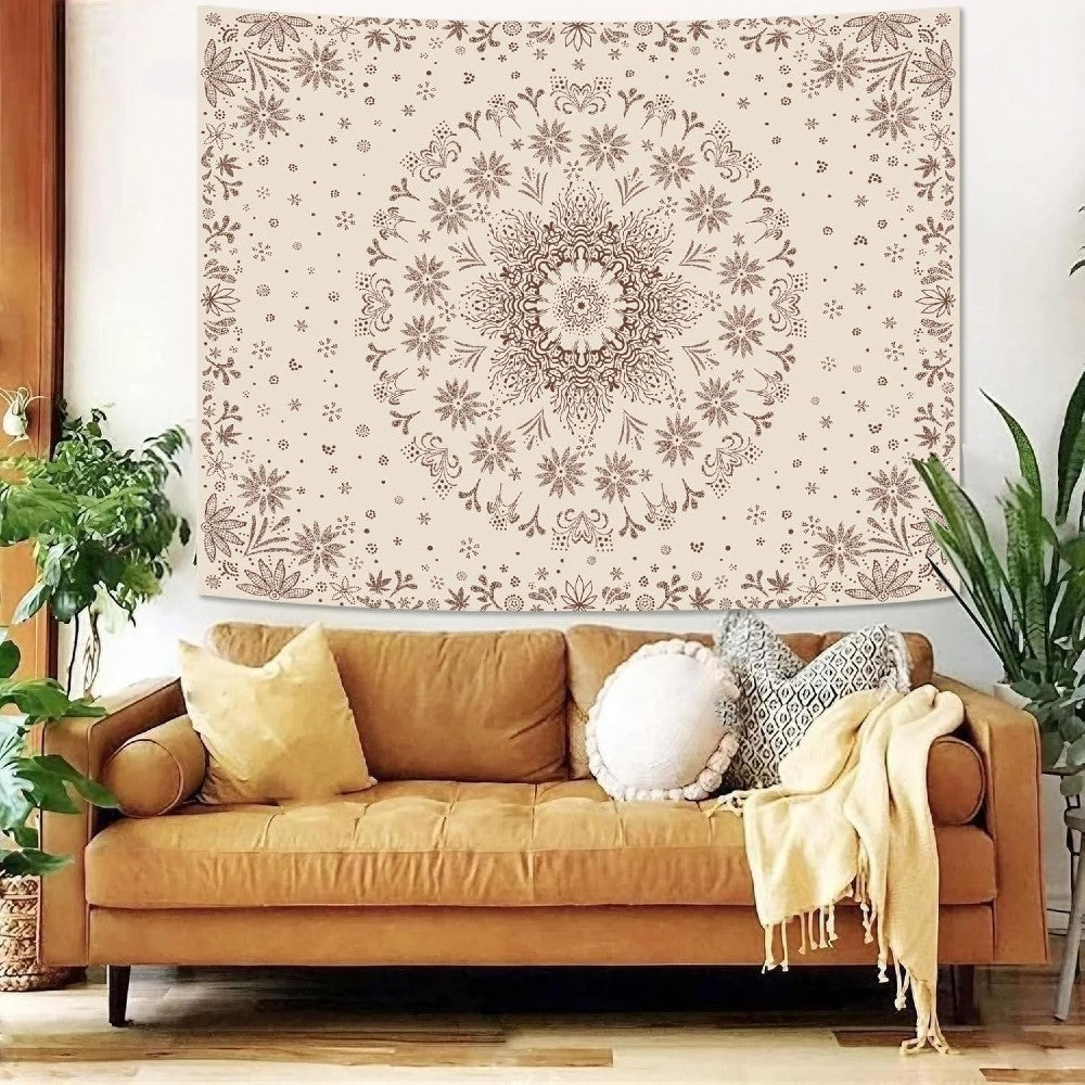 Bohemian Mandala Floral Tapestry Aesthetic Boho Wall Hanging Decor for Bedroom Living Room & Dorm