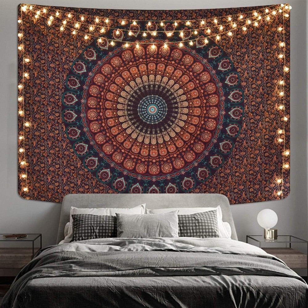 Bohemian Mandala Tapestry Vibrant Indian Medallion Wall Hanging Boho Hippie Ethnic Art Decor for Bedroom Living Room