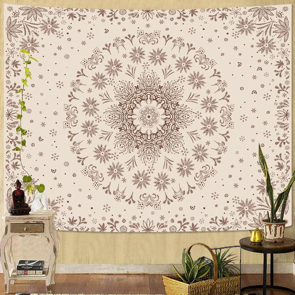 Bohemian Mandala Floral Tapestry Aesthetic Boho Wall Hanging Decor for Bedroom Living Room & Dorm