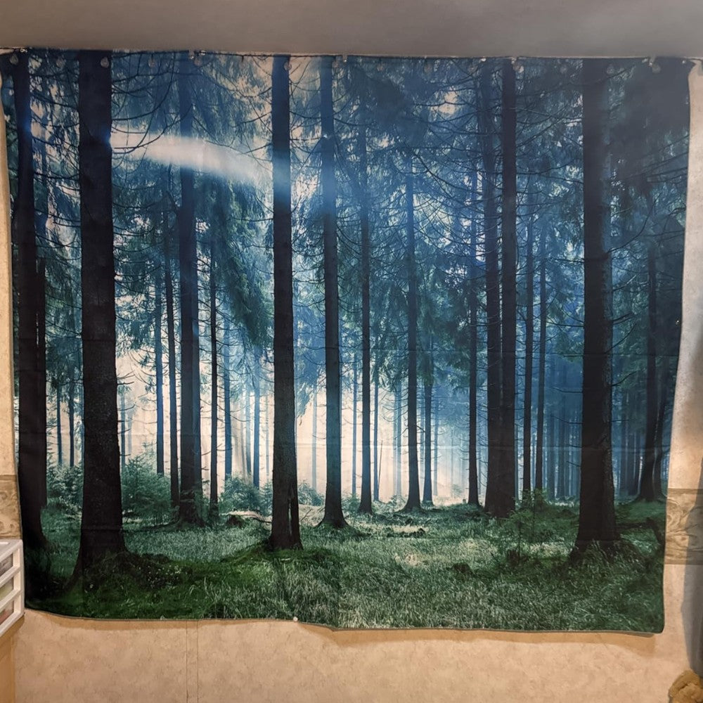 Mystical Forest Tapestry Sunlit Pine Trees Wall Hanging Nature Landscape Decor for Bedroom Living Room & Dorm