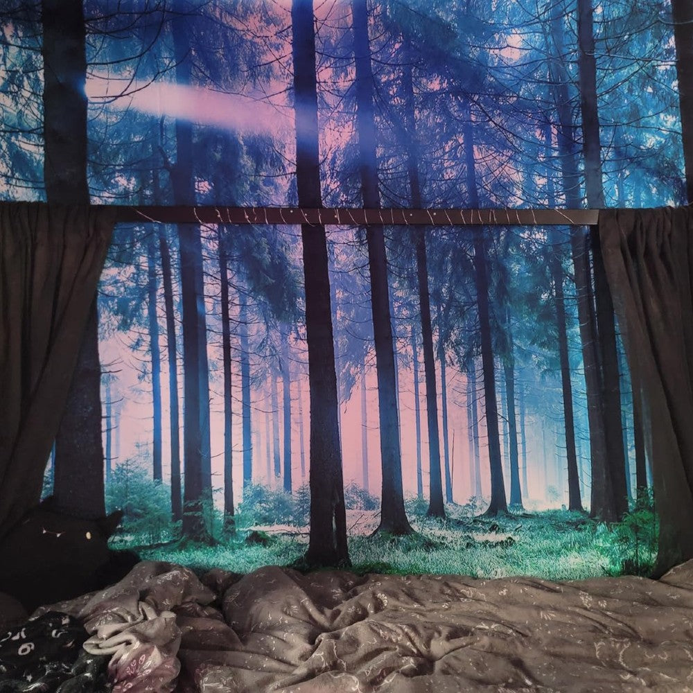 Mystical Forest Tapestry Sunlit Pine Trees Wall Hanging Nature Landscape Decor for Bedroom Living Room & Dorm