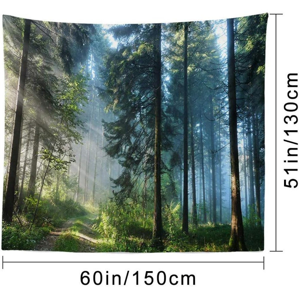 Mystical Forest Tapestry Sunlit Pine Trees Wall Hanging Nature Landscape Decor for Bedroom Living Room & Dorm