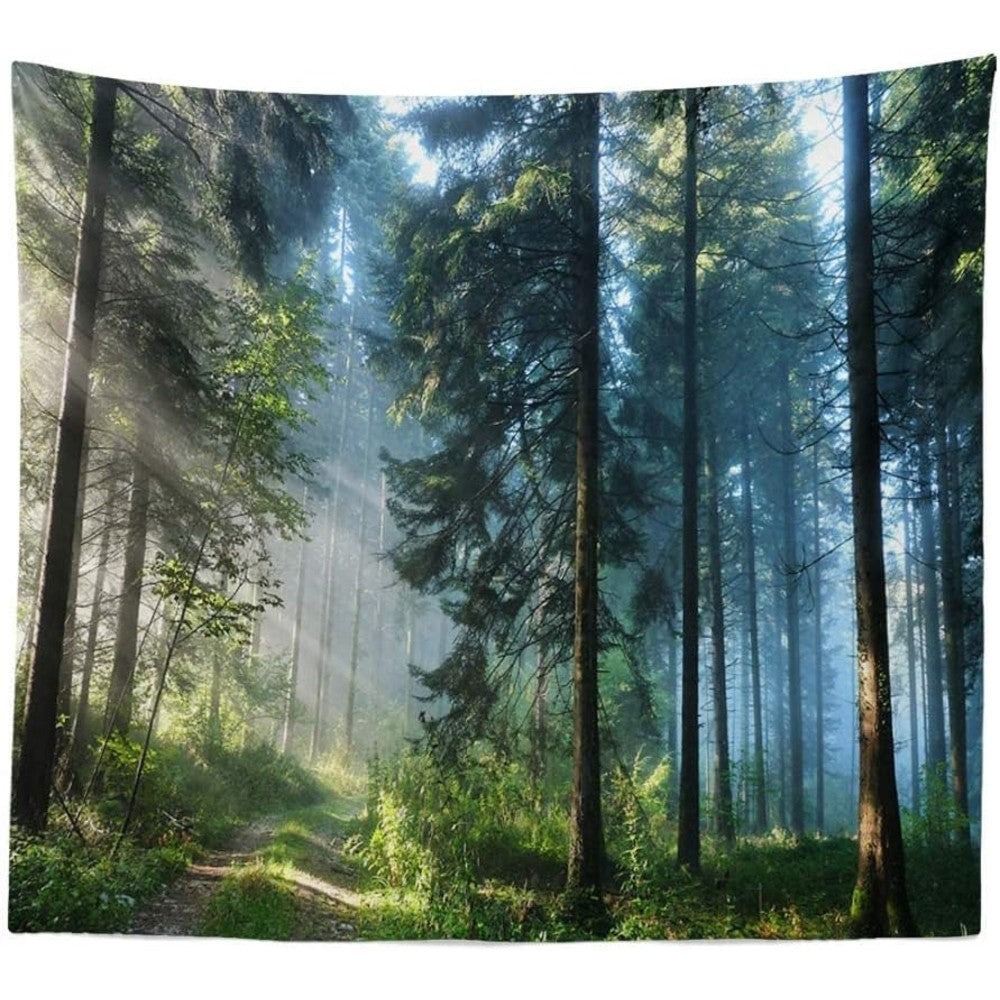 Mystical Forest Tapestry Sunlit Pine Trees Wall Hanging Nature Landscape Decor for Bedroom Living Room & Dorm